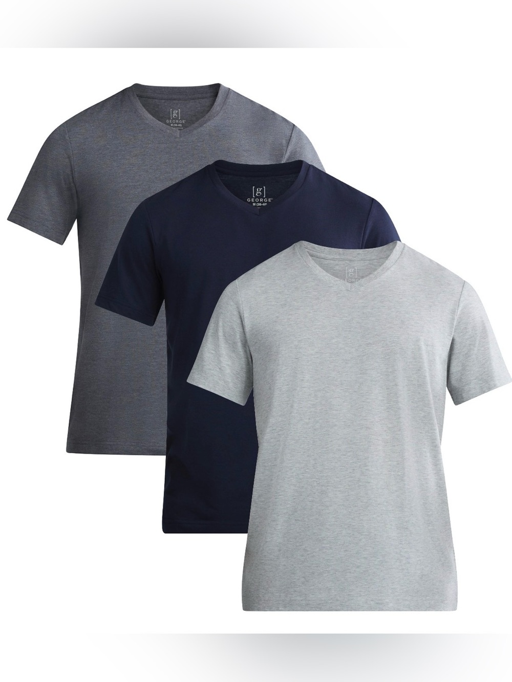 NWT George Men’s 3-Pack V-Neck T-Shirts Lightweight Relaxed Fit Size Small